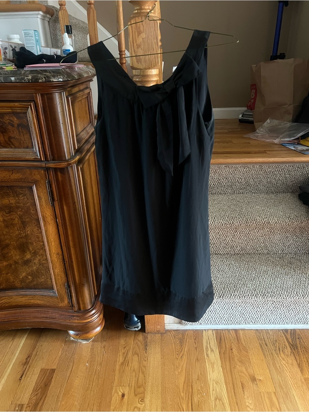 H&M Black Sleeveless Bow-Accent Dress